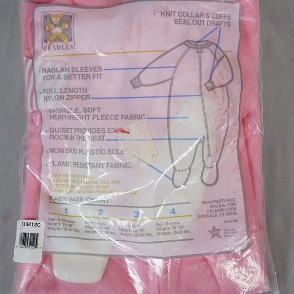 NEW SEALED Vintage Cradles Deluxe Blanket Sleeper Pink Size XL 3-4 Years - Picture 2 of 2